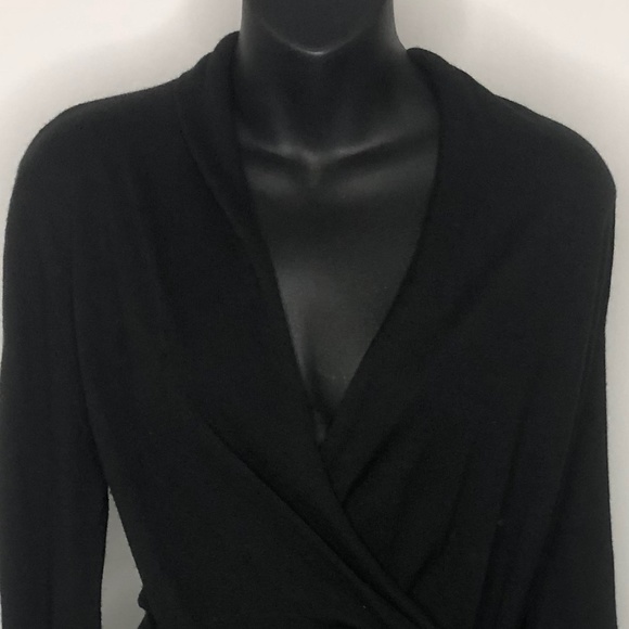 Manrico Cashmere Black Wrap Tie Front Cashmere Long Sleeve Cardigan M - Picture 3 of 8